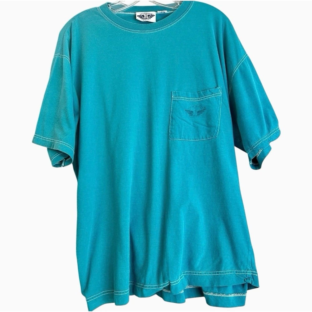 Vintage Dockers x Levis T-Shirt Men's XL Pocket Tee 80s Green Boxy Wide Rare